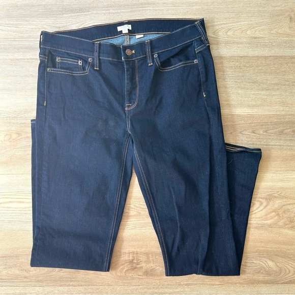 J. Crew Blue Dark Wash Stretch Jeans Straight Leg Short - Picture 1 of 6
